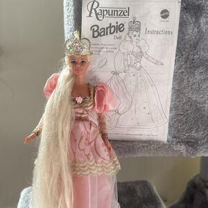 1997 Rapunzel Barbie Doll Extra Long Hair Crown Mattel